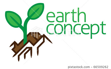 Plant Seedling Growing Out of Earth Icon Concept Plant Seedling Growing Out of Earth Icon Concept 66509262