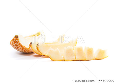 Sliced honeydew melon tropical fruit isolated on a Sliced honeydew melon tropical fruit isolated on a 66509909