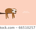 Cute sloth happy sleeping on tree branch vector graphic 66510257