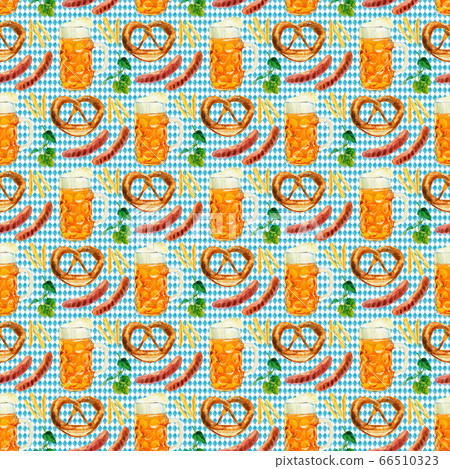 Seamless pattern watercolor Octoberfest beer Seamless pattern watercolor Octoberfest beer 66510323