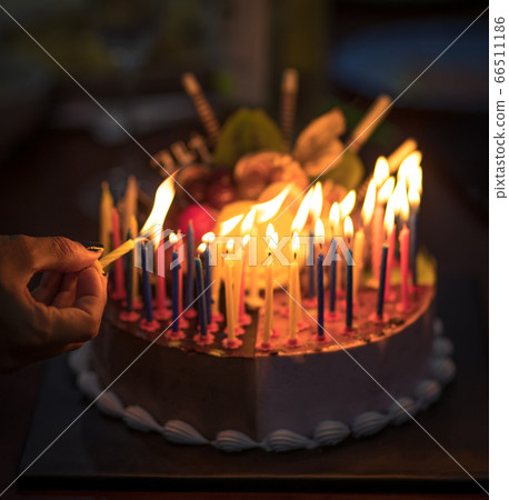Birthday cake with candles 66511186