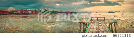 Sunrise at Penang. Yeoh jetty on the foreground , 66511318