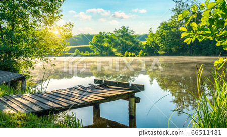Fishing pier and fog 66511481