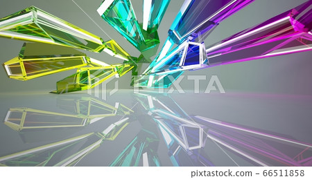 Abstract architectural white and glass gradient color interior of a minimalist house with neon. 3D illustration and rendering. Abstract architectural white and glass gradient color interior of a minimalist house with neon. 3D illustration and rendering. 66511858