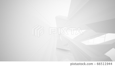 White smooth abstract architectural background. 3D illustration and rendering 66511944