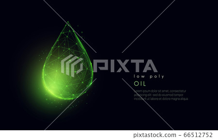 Abstract low poly falling green oil drop. 66512752
