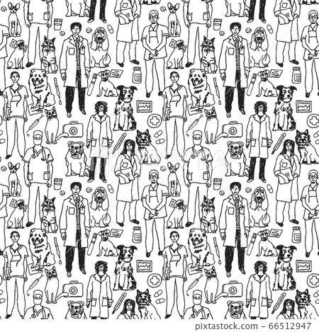 Veterinary people and pets seamless black pattern Veterinary people and pets seamless black pattern 66512947