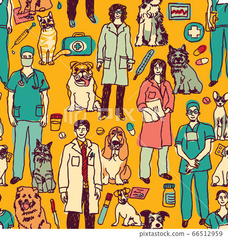 Veterinary people and pets seamless pattern Veterinary people and pets seamless pattern 66512959