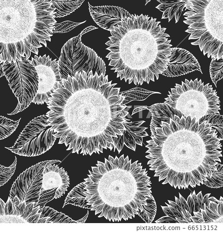 Hand drawn sunflower seamless pattern. Vector farm - Stock Illustration ...
