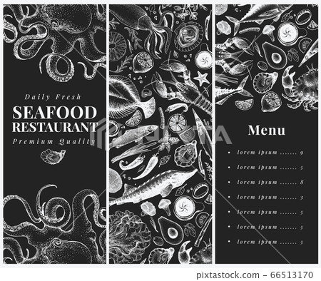 Hand drawn seafood design template. Vector 66513170