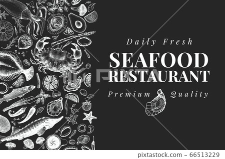 Hand drawn seafood design template. Vector Hand drawn seafood design template. Vector 66513229