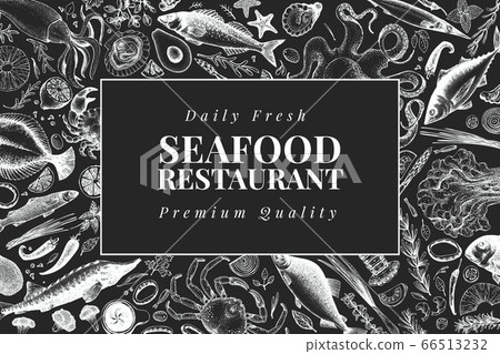 Hand drawn seafood design template. Vector Hand drawn seafood design template. Vector 66513232