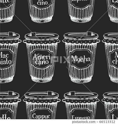 Hand drawn coffee seamless pattern. Vector coffee - Stock Illustration ...