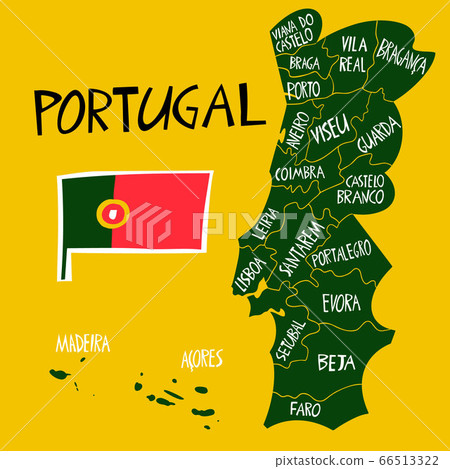 Vector hand drawn stylized map of Portugal. Travel Vector hand drawn stylized map of Portugal. Travel 66513322