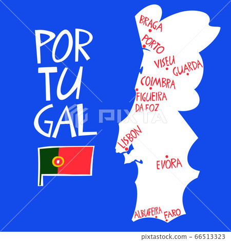 Vector hand drawn stylized map of Portugal. Travel 66513323