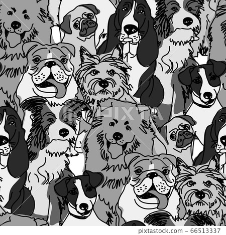 Group dogs seamless pattern gray scale Group dogs seamless pattern gray scale 66513337