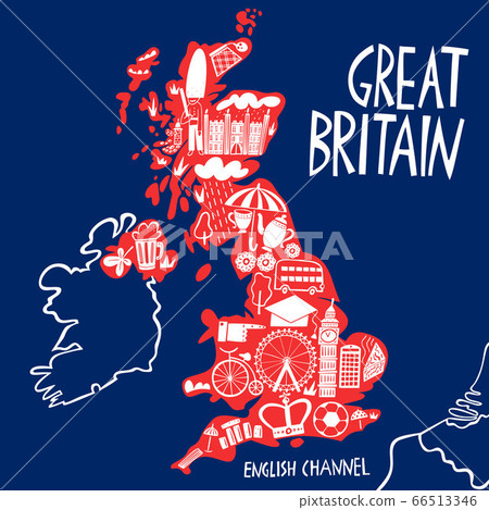 Vector hand drawn stylized map of the United 66513346