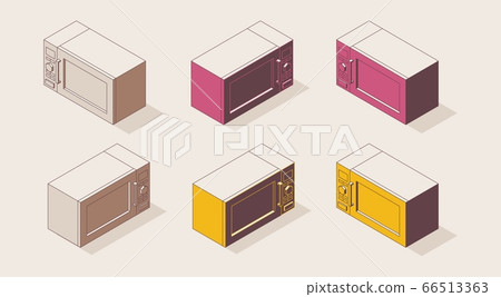 isometric 3d microwave oven in outline style. 66513363