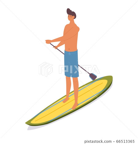 Isometric man on sup surfboard. Stand up paddle Isometric man on sup surfboard. Stand up paddle 66513365