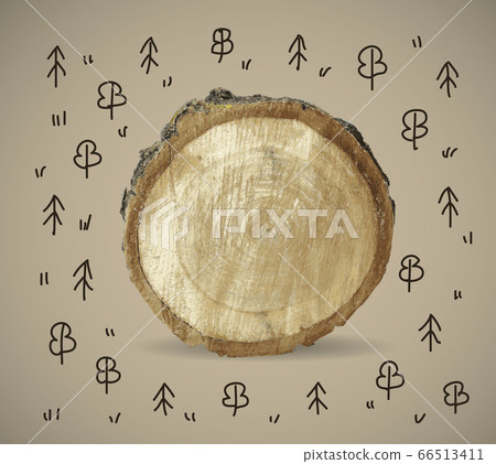 Forest and wood nature object with doodles 66513411