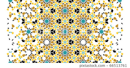 Morocco arabesque vector texture. Geometric halftone morocco texture with color tile disintegration Morocco arabesque vector texture. Geometric halftone morocco texture with color tile disintegration 66513761