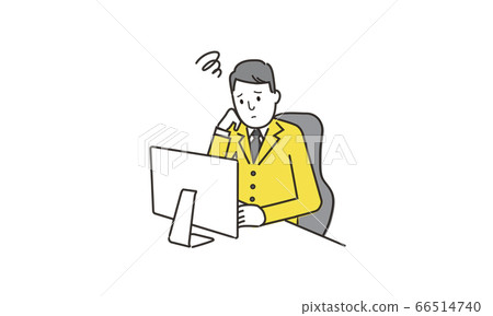 Illustration of a businessman worried in front of a personal computer Illustration of a businessman worried in front of a personal computer 66514740