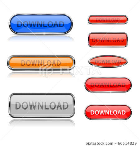 Download buttons. Web glass colored 3d icons - Stock Illustration ...