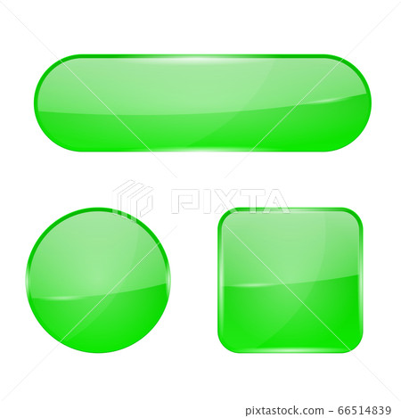 Green glass buttons. Web 3d shiny icons - Stock Illustration [66514839 ...