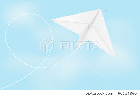 Paper airplane. Folded glider in blue sky 66514860