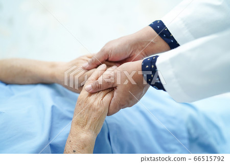 Holding Touching hands Asian senior woman patient with love Holding Touching hands Asian senior woman patient with love 66515792