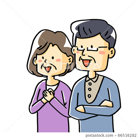 Hand drawn illustration material old couple Hand drawn illustration material old couple 66516282