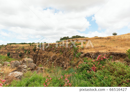 landscape on the Golan Heights against the blue 66516427