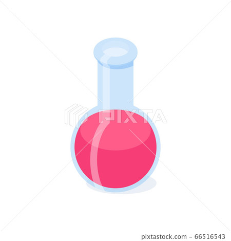 Chemical flask with pink liquid isometric vector illustration. 66516543