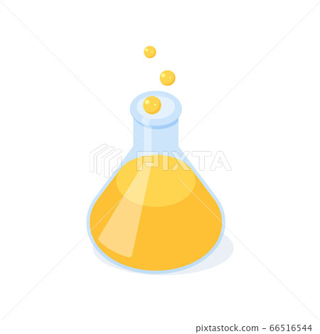 Chemical flask with yellow liquid and bulbes isometric vector illustration. Chemical flask with yellow liquid and bulbes isometric vector illustration. 66516544