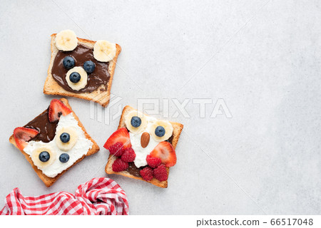 Funny Healthy Breakfast Toasts For Kids Shaped As Cute Animals 66517048
