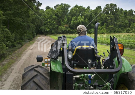 Black man riding a tractor 66517050