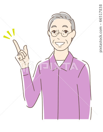 一個男人微笑著,指向 一個男人微笑著,指向 66517838
