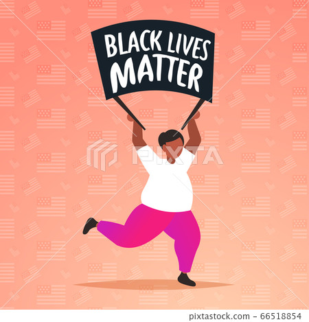 african american man holding black lives matter banner awareness campaign against racial discrimination 66518854