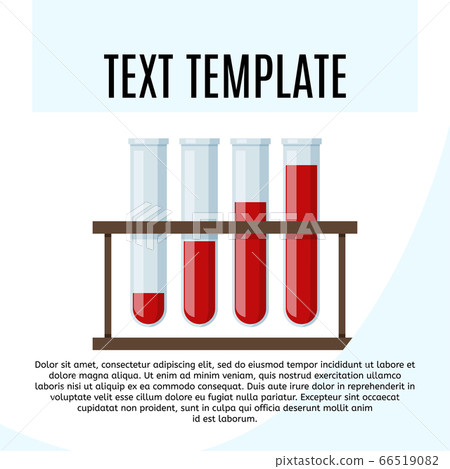 Test tube stand. Set of glass containers with blood. Medical vector illustration. 66519082