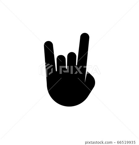 Heavy Metal Horns Hand, Rock Roll Gesture Flat 66519935