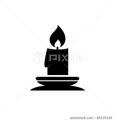 Christmas Lit Candle and Candlestick Holder. Flat Christmas Lit Candle and Candlestick Holder. Flat 66520184