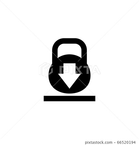 Weight Kilogram Barbell Pushes Down. Flat Vector 66520194