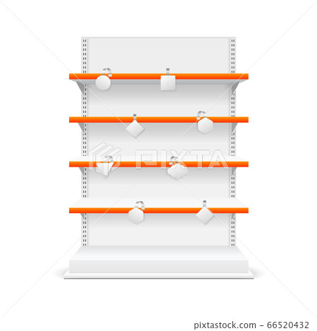 Realistic Detailed 3d White Blank Store Shelves Template Mockup. Vector 66520432