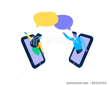 Communication telephone online speech bubble. Illustration of communication between close friends smartphone. 66520434