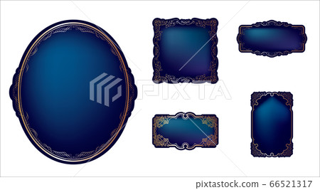 Graphic Illustration Material Baroque Style: Beautiful Label Design and Ornament Decorative Rule Set｜Blue×Gold 66521317