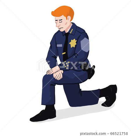 Police officer kneels down 66521758