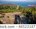 top view of the monastery of Sant Pere de Rodes and and shadows of happy tourists 66523187