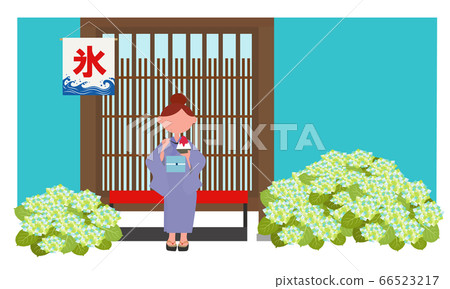 A woman living and eating shaved ice 66523217