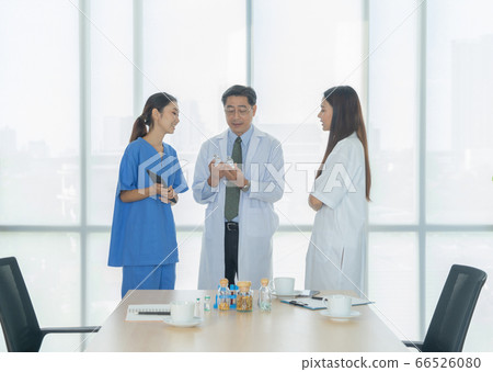 Group of Thai Asian doctors with medicine, medical 66526080