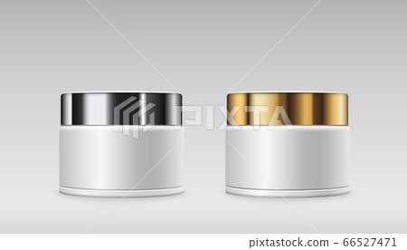 Cream Bottles collections, silver and gold cap products design on gray background Cream Bottles collections, silver and gold cap products design on gray background 66527471